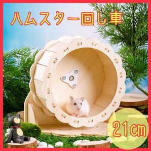 ハムスター 回し車 サイレントホイール 土台付き 21㎝ 木製 静音 小動物