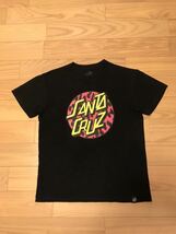 良品☆SANTA CRUZ S/S Tee／サンタクルーズ サイズS 希少フロントBIGロゴ&レオパード柄 プリントTシャツ 黒色 ブラック SK8 スケートボード_画像2