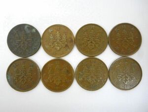 一銭銅貨 大正６年～１３年 ８枚セット K-122