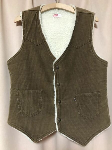 USED 70s LEVI'S CORDUROY FLEECE LINEING VEST MADE IN USA 中古 70'sリーバイス ボア付き コーデュロイ ベスト アメリカ製 送料無料
