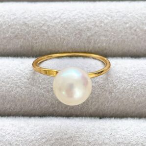 014 あこやパール フリーサイズリング 11.5号ゴールドカラー8mm