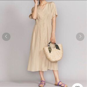 BY ビューティアンドユース Vネック ワンピース ベージュ