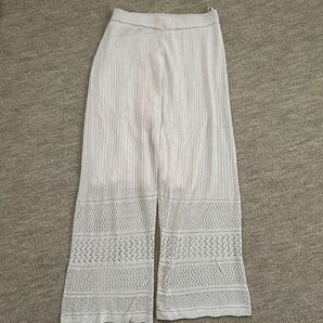フルレングス レース編み ニットパンツ