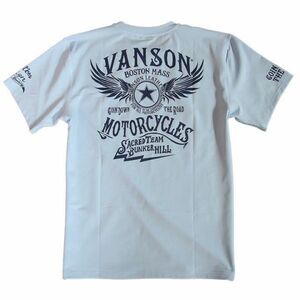 当店別注 VANSON ドライ 半袖Tシャツ ウィング ACV-901 サックス M　バンソン 吸水速乾 抗菌防臭 UVカット ハーレー 男女兼用