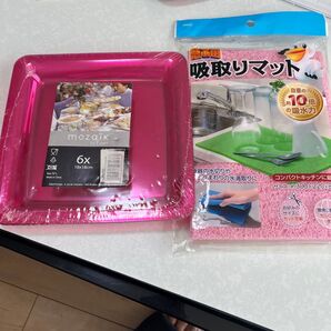 mozak by Sabert プレート 6枚セット ピンク 吸水マット まとめ売り