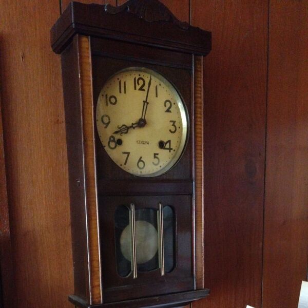 KEISHA 振り子時計 壁掛け時計 レトロ アンティーク調 ブラウン 夕張炭鉱 記念時計 ネット検索なし