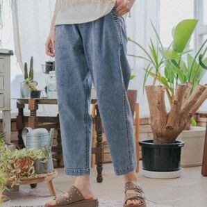 【niko and…】ニコアンド ストレッチテーパードパンツ デニム ジーンズ ライトブルー М