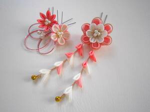 * Sakura flower .* knob skill hair ornament *. peach 4 point *24