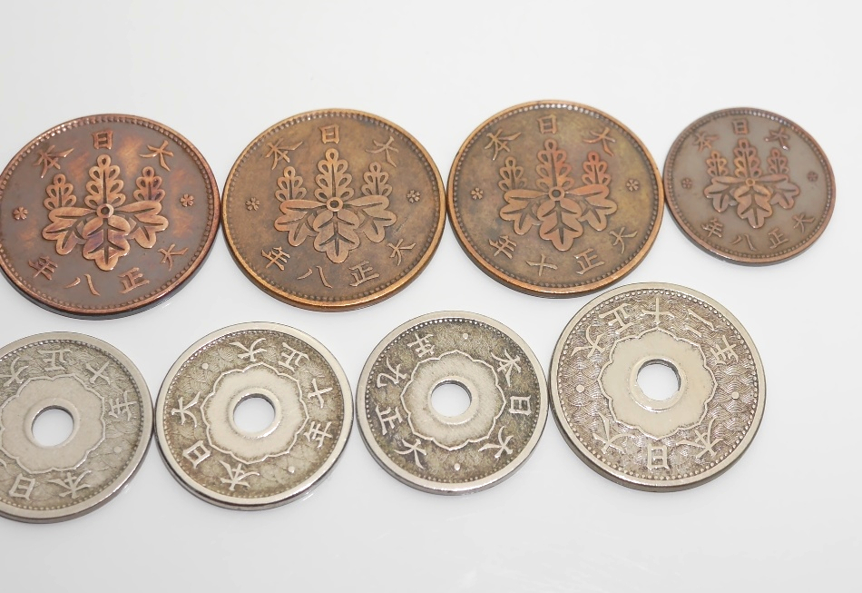 美品 大正硬貨12枚セット コイン 10銭銀貨 10銭白銅貨 5銭白銅貨 1銭 