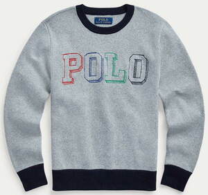 ◆在庫一掃SALE◆【新品】ラルフローレン POLO RALPH LAUREN ■ ロゴコットンセーター■ メンズ S~M / USBoys XL ■ グレー 正規品