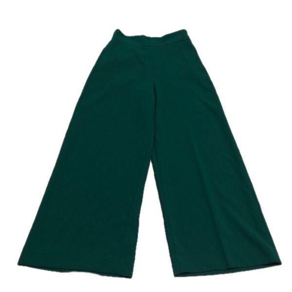 ③ZARA グリーン ワイドパンツ ガウチョパンツ 無地 シンプル 深緑 ザラ オフィスカジュアル フレア クロップド 秋冬