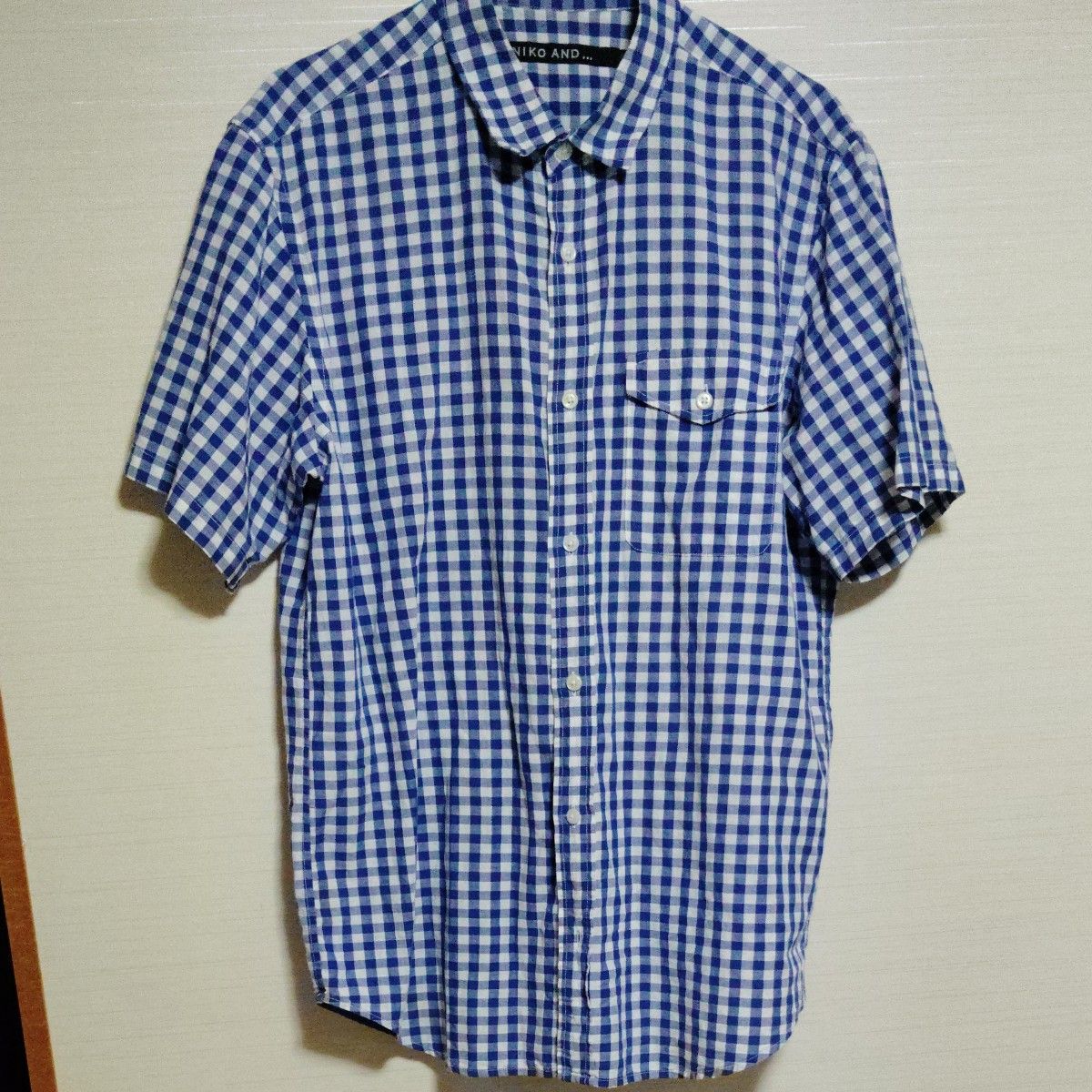 値下げ！niko and... ギンガムチェック 半袖シャツ ブルー