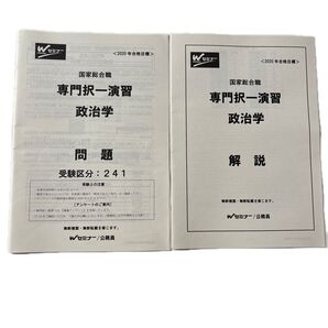 2020年 国家総合職 専門択一演習 政治学 問題と解説 未使用品