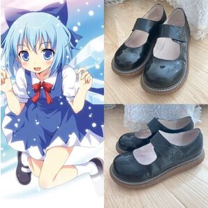 東方 プロジェクト 東方project チルノ コスプレ靴厚底メリージェーン ロリータ cosplay