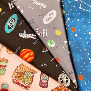 No.3261 宇宙&食べ物柄☆ハギレセット☆綿生地