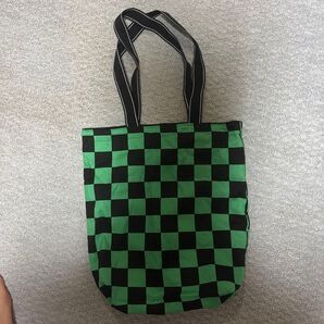 市松模様トートバッグ グリーン ブラック チェック柄