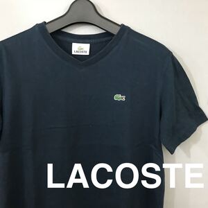 ラコステ LACOSTE Vネック Tシャツ メンズ ネイビー系色 サイズ2 半袖 ファッション 衣類 ♭◇