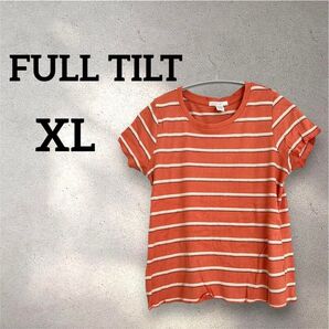 FULL TILT 【XL】ボーダー 半袖トップス オレンジ