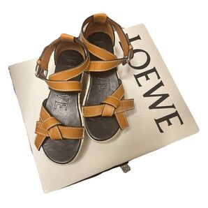 LOEWE GATE WEDGE プラットフォーム サンダル 36 タン ブラウン