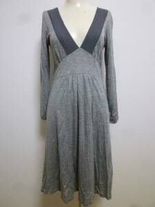 NATURAL BEAUTY BASIC/ Natural Beauty Basic! gray V neck Flare One-piece S/ long!223