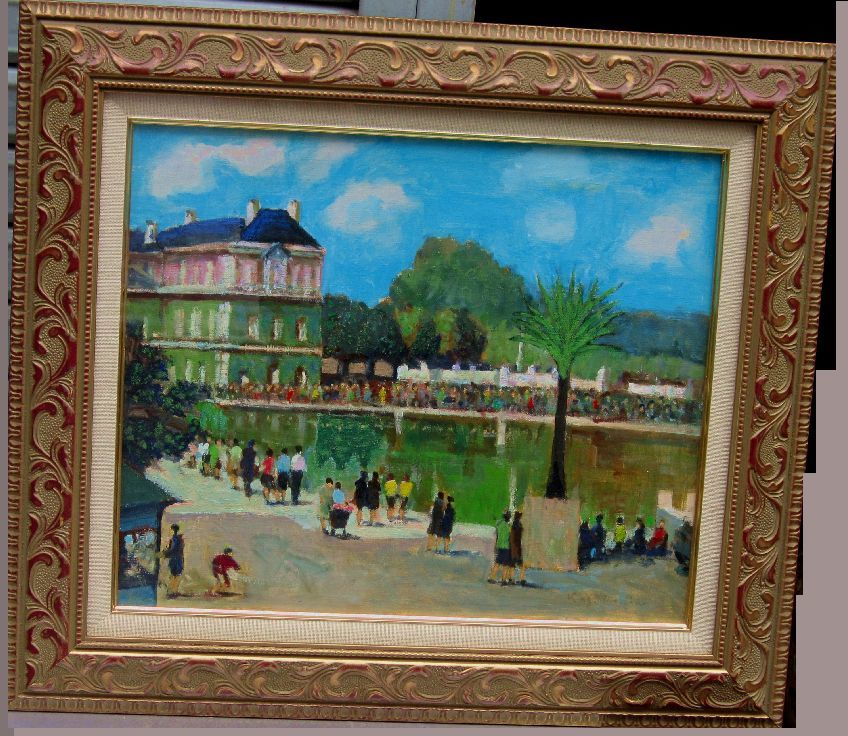 8号 油絵 青木一夫 パリー リュクサンブルグ公園, 絵画, 油彩, 自然, 風景画
