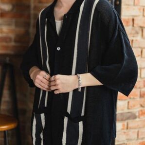 CASPER JOHN Line knit shirts/ラインニットシャツ