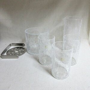  unused Tachikichi a dam &ivuadam&eve water tenth set tumbler glass 3 piece ka rough . ice pail made in Japan . go in crack skill 