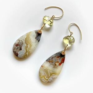 [SALE] gem quality AAA 22k gold . crystal . Crazy race a gate. earrings natural stone k14gf