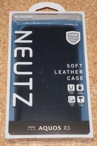 ★新品☆ELECOM AQUOS R3 SH-04L/SHV44 レザーケース NEUTZ ネイビー