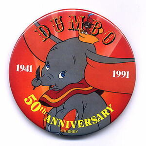  Disney Dumbo жестяная банка значок Dumbo 50 anniversary commemoration 1991 год USA