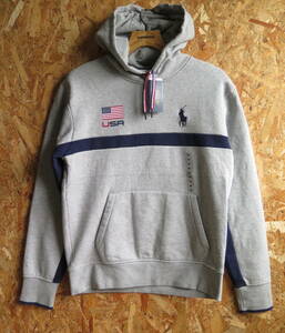 新品☆ POLO ポロ ラルフローレン スウェットパーカー Sサイズ RL USA限定モデル GRAY/グレー SWEAT フード付き RALPH LAUREN アメリカ購入