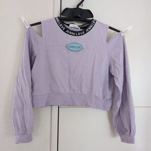 〈USED訳あり!格安♪〉JENNI LOVE ジェニィラブ 肩出しショート丈長袖トップス パープル 150cm