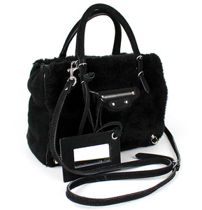 BALENCIAGA Balenciaga Bag Paper Fur Tote Mouton Black Black is Balenciaga, Bag, Bag