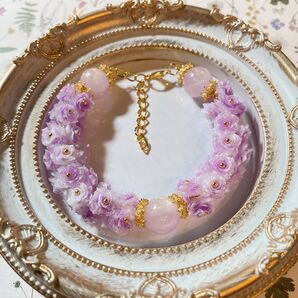 相場以下!!薔薇 ブレスレット ローズ 花 パープル ピンク ゴールド アクセサリー