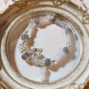 【相場以下!!】天然石ブレスレット グレー シルバー パワーストーン レディース