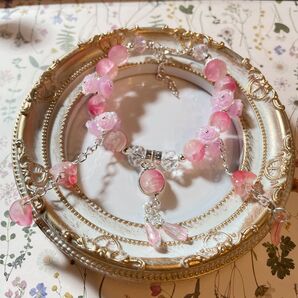 【相場以下!】ピンク ローズクォーツ風 ブレスレット かわいい アクセサリー