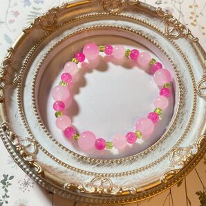 相場以下!!ブレスレット パワーストーン ピンク グリーン