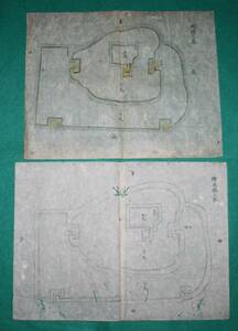 . map ( castle . map ) Fukushima prefecture . castle . three spring castle this drawing under map 2 pieces set 