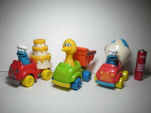 1982　セサミストリート ダイキャスト・ミニカー プレイスクール Playskool Sesame Street 3台セット ビッグバード クッキーモンスター