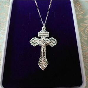 イタリア製刻印バチカンで購入赦しの十字架キリストローマ教皇聖ピオクロスネックレスロザリオペンダントクリスマスプレゼント