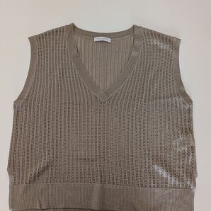 Vネック サマーニットベスト ベージュ