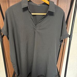 36 半袖シャツ Vネック シンプル ブラック
