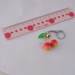 りんご協議会 定規 15cm & さくらんぼ キーホルダー 2点セット