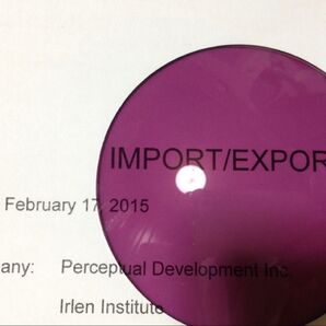 アーレンレンズ 1組 未使用 未加工 紫 パープル 特注 度なしレンズ 光過敏 ◆在庫確認の上購入お願いします◆