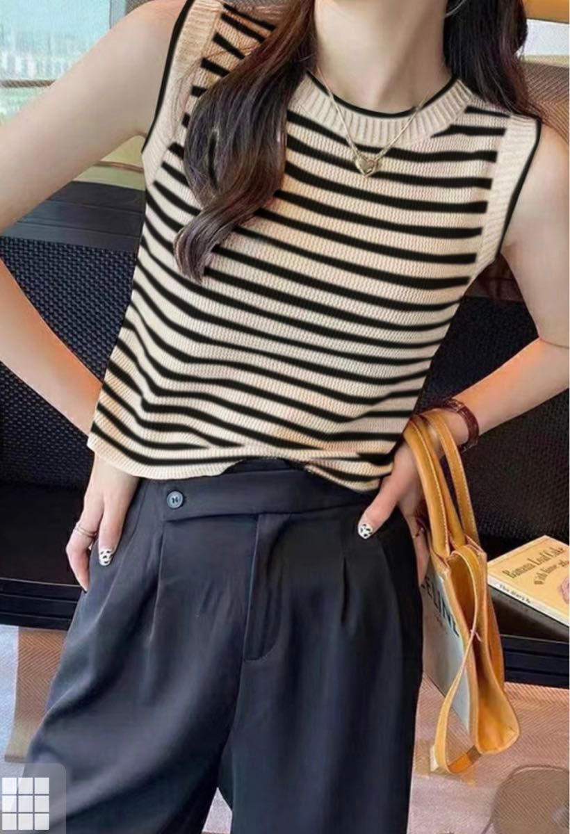 GRL ボーダー柄　ニットトップス　