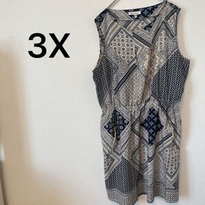 Speed Control 【3X】ノースリーブワンピース 総柄 ポケット付き 古着