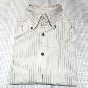 コムサメン シャツ ドレス ビジネス 仕事 カジュアル メンズ ボタンダウン ストライプ 白 ホワイト 黒 ブラック