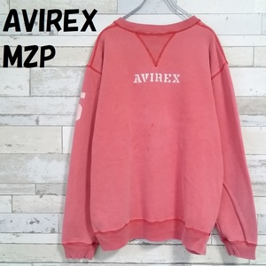 【人気】AVIREX MZP/アヴィレックス MZP 両面プリント ロゴスウェット ピンク サイズM/7698