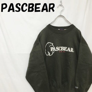 【人気】PASCBEAR ビッグロゴスウェット 裏起毛 クマがかわいい ブラック サイズM/S628