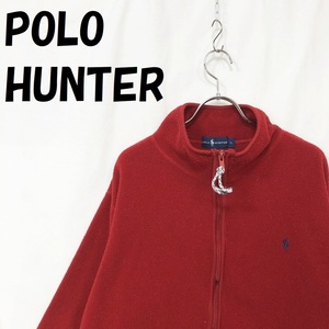 【人気】POLO HUNTER/ポロ ハンター 長袖 ジップアップ フリース ロゴ レッド サイズL/S902